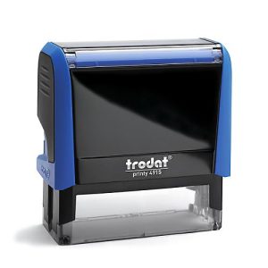 Adress-Stempel trodat® Printy 4915, Gehäusefarbe blau & Stempelabdruckfarbe schwarz