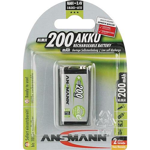 Akkuzelle maxE 8,4 V 200 mAh 9V E-Block HR9V 1 1St./Blister ANSMANN