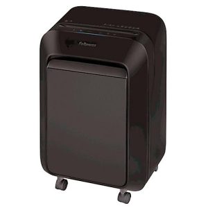 Aktenvernichter Fellowes® Powershred LX 210, Partikelschnitt 4 x 12 mm, P-4, 23 l, 16 Blatt Schnittleistung, mit Rollen, schwarz
