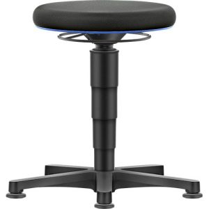 Allround Hocker Bimos, sitzhöhenverstellbar 450-650 mm, mit Gleiter, Stoffbezug, atmungsaktiv, Farbring blau