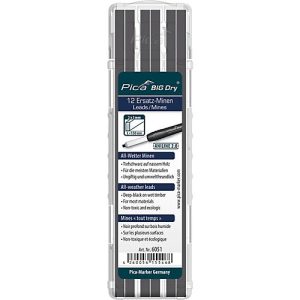 Allwetter Ersatzminen Pica BIG Dry ANILINE 2.0, Graphit, 5 mm, mit Etui, 12 Stück