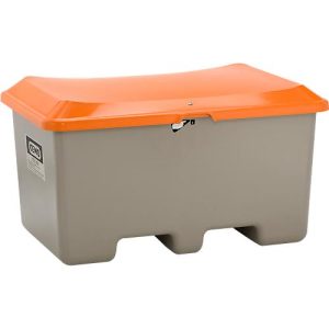 Allzweckbox Cemo, Glasfaserverstärkter Kunststoff (GFK), grau, B 890 x T 600 x H 690 mm, 200 l hoch, mit Staplertaschen