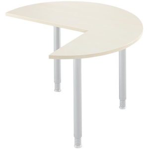 Ansatztisch, 3/4 Kreis, Ø 1200 mm, Ansatz rechts/links, Ahorn/weißalu