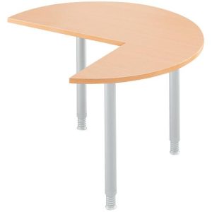 Ansatztisch, 3/4 Kreis, Ø 1200 mm, Ansatz rechts/links, Buche/weißalu