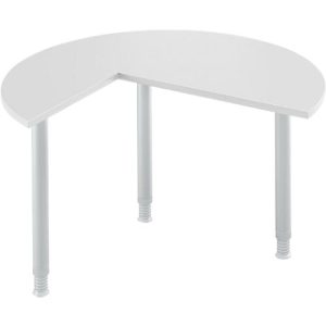 Ansatztisch, 3/4 Kreis, Ø 1200 mm, Ansatz rechts/links, lichtgrau/weißalu