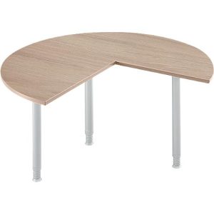 Ansatztisch, 3/4 Kreis, Ø 1400 mm, Ansatz rechts/links, Eiche/weißalu