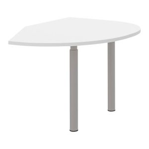 Ansatztisch links BARI, 2 Stützfüße, Form A, Bogen, B 1050 x T 1260 x H 680-820 mm, weiß