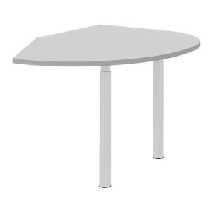Ansatztisch rechts BARI, 2 Stützfuße, Form B, Bogen, B 1050 x T 1260 x H 680-820 mm, hellgrau