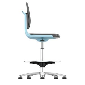 Arbeitsdrehstuhl Labsit hoch, Integralschaum, Gleiter, B 450 x T 420 x H 520 – 770 mm, blau