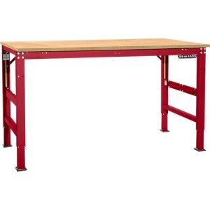 Arbeitstisch Ergo, Elektro-Hydraulik, Platte Multiplex, 1500 x 800 mm, rubinrot