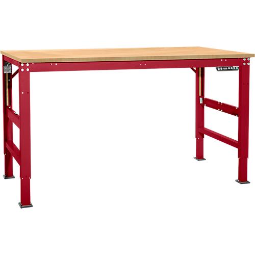 Arbeitstisch Ergo, Elektro-Hydraulik, Platte Multiplex, 1500 x 800 mm, rubinrot