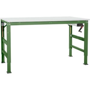 Arbeitstisch Ergo K, m. Kurbel, 1250 x 800 mm, Tischplatte Kunststoff, resedagrün