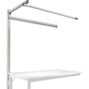 Aufbauportal m. Ausleger, Ansatztisch STANDARD Arbeitstisch/Werkbank UNIVERSAL/PROFI, 1500 mm, lichtgrau