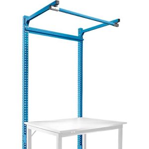 Aufbauportal m. Ausleger, Grundtisch SPEZIAL Arbeitstisch/Werkbank UNIVERSAL/PROFI, 1250 mm, lichtblau