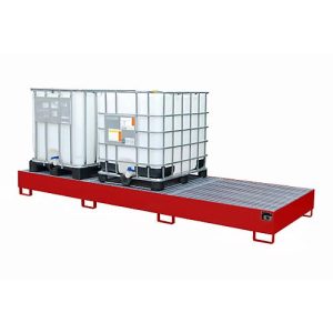 Auffangwanne AW 1000-3, für 3 IBC-Container à 1000 l oder 10 Fässer à 200 l, L 3850 x B 1300 x H 340 mm, unterfahrbar, feuerrot