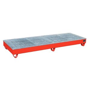 Auffangwanne BAUER AW-4/B/PE mit Gitterrost, 218 l, B 2415 x T 815 x H 255 mm, rot