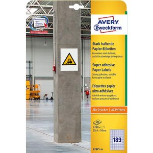 Avery Zweckform Etiketten L7871-20, stark haftend, geeignet für Inkjet-& Laserdrucker, 25,4 x 10 mm, 3780 Stück/20 A4-Bogen, 100 % FSC®-Papier, weiß