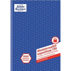 Avery Zweckform Mitarbeiterverpflichtungserklärung nach DSGVO, A4, selbstdurchschreibend, 2×40 Blatt