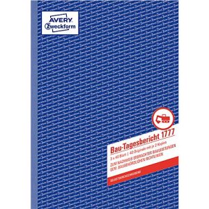 Avery Zweckform Tagesbericht Bau 1777, A4, selbstdurchschreibend, 40 Blatt
