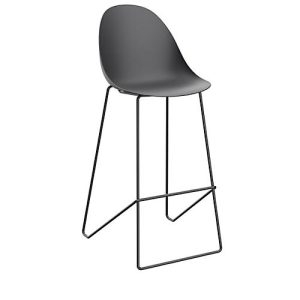 Barhocker Void, Stahlrohr-Fußgestell, B 505 x T 590 x H 760 mm, schwarz/schwarz, 2 Stück