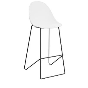 Barhocker Void, Stahlrohr-Fußgestell, B 505 x T 590 x H 760 mm, weiß/schwarz, 2 Stück