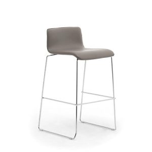 Barhocker Zerosedici, stapelbar, Gestell chrom, Bezug grau, 2 Stück