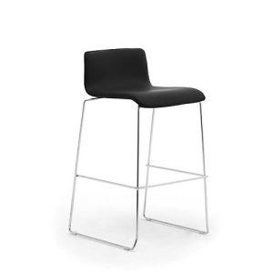 Barhocker Zerosedici, stapelbar, Gestell chrom, Bezug schwarz, 2 Stück