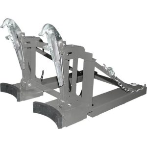 Bauer Fasslifter RS-II/D 91, für Stapler, 2 x 110 bis 200-l-Deckelfässer, L 1285 x B 940 x H 810 mm, bis 1600 kg, Stahl, Mausgrau