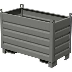 Bauer Sammelbehälter-System SBS 500, L 600 x B 1200 x H 850 mm, bis zu 3-fach stapelbar, lackiert, mit Transportwagen, mausgrau RAL 7005