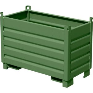 Bauer Sammelbehälter-System SBS 500, L 600 x B 1200 x H 850 mm, bis zu 3-fach stapelbar, lackiert, mit Transportwagen, resedagrün RAL 6011