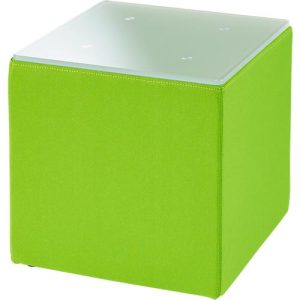 Beistelltisch Wall In, B 410 x T 410 mm, ESG Milchglasplatte, mit Bodengleitern, grün