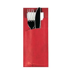 Bestecktaschen Papstar, inkl. weißer Serviette, 520 Stk., B 85 x H 200 mm, Papier, bordeaux