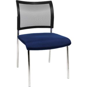 Besucherstuhl, 4-Fuß, Netz, ohne Armlehnen, im 2er-Set, blau