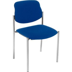 Besucherstuhl Styl, ohne Armlehnen, Stoff blau, Gestell alusilbern, stapelbar bis zu 6 Stück