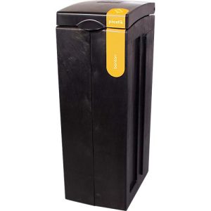 BonTon Abfalltrennsystem Plastik-Abfall, 70 Liter, recyceltes Polypropylen, einzigartiges Design, B 280 x T 430 x H 771 mm, gelb/grau