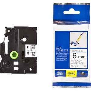 Brother Schriftbandkassette TZe-FX211, 6 mm breit, weiß/schwarz