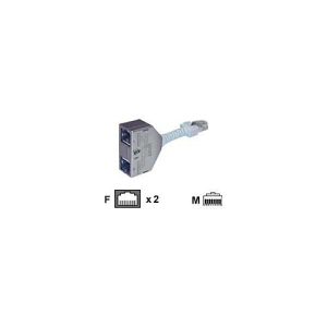 BTR Cable Sharing Adapter pnp 2 – Netzwerk-/Telefon-Splitter – RJ-45 (W) zu RJ-45 (M) – 8.9 cm – Grau (Packung mit 2)