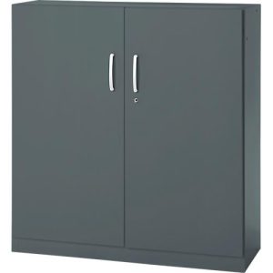 Büroschrank, 3OH, abschließbar, mit aufliegenden Türen, B 1200 mm, Basaltgrau