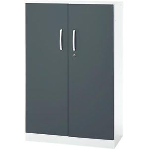 Büroschrank, 3OH, abschließbar, mit aufliegenden Türen, B 800 mm, Basaltgrau/Verkehrsweiß