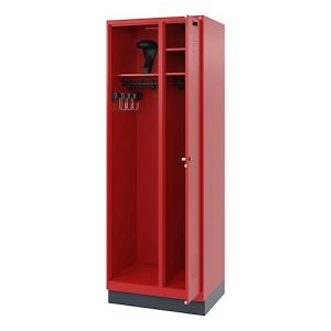 C+P Feuerwehrspind Evolo, Modell KOMBI, 2 Abteile, H 1950 x B 700 x T 500 mm, Sockel, feuerrot RAL 3000