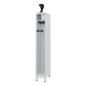 C+P Feuerwehrspind Evolo, Modell PRAKTUS, 1 Abteil, H 1950 x B 300 x T 500 mm, Füße, lichtgrau RAL 7035