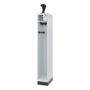 C+P Feuerwehrspind Evolo, Modell PRAKTUS, 1 Abteil, H 1950 x B 300 x T 500 mm, Sockel, lichtgrau RAL 7035