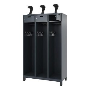 C+P Feuerwehrspind Evolo, Modell PRAKTUS, 3 Abteile, H 1850 x B 1200 x T 500 mm Füße, Anthrazitgrau