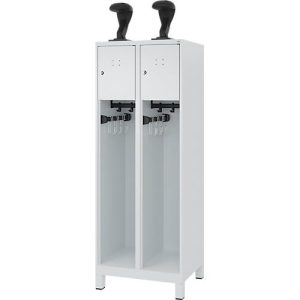 C+P Feuerwehrspind Evolo, Modell YOUNGSTER, 2 Abteile, H 1630 x B 600 x T 500 mm, Füße, lichtgrau RAL 7035