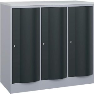 C+P Garderobenschrank Resisto, 3 Abteile, 3 Fächer, B 1148 x T 540 x H 1077 mm, Weißalu/Anthrazitgrau