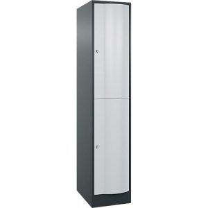 C+P Garderobenspind Resisto, 1 Abteil, 2 Fächer, B 396 x T 640 x H 1950 mm, Anthrazitgrau/Lichtgrau