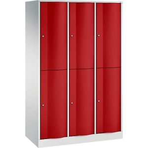 C+P Garderobenspind Resisto, 3 Abteile, 6 Fächer, B 1148 x T 540 x H 1950 mm, Lichtgrau/Enzianblau
