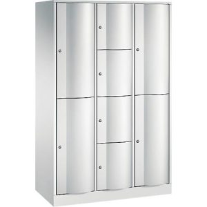 C+P Kombi-Schließfachschrank Resisto, 3 Abteile, 10 Fächer, B 1148 x T 540 x H 1950 mm,Lichtgrau