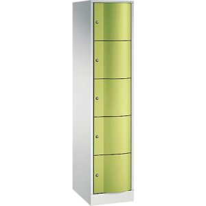 C+P Schließfachschrank Resisto, 1 Abteil, 5 Fächer, B 396 x T 540 x H 1950 mm, Lichtgrau