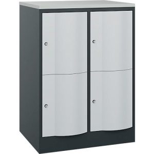C+P Schließfachschrank Resisto, 2 Abteile, 4 Fächer, B 772 x T 640 x H 1077 mm, Anthrazitgrau/Lichtgrau
